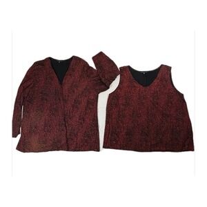 Helene Blake Black Red Jacket & Blouse 2 piece Set 3XL